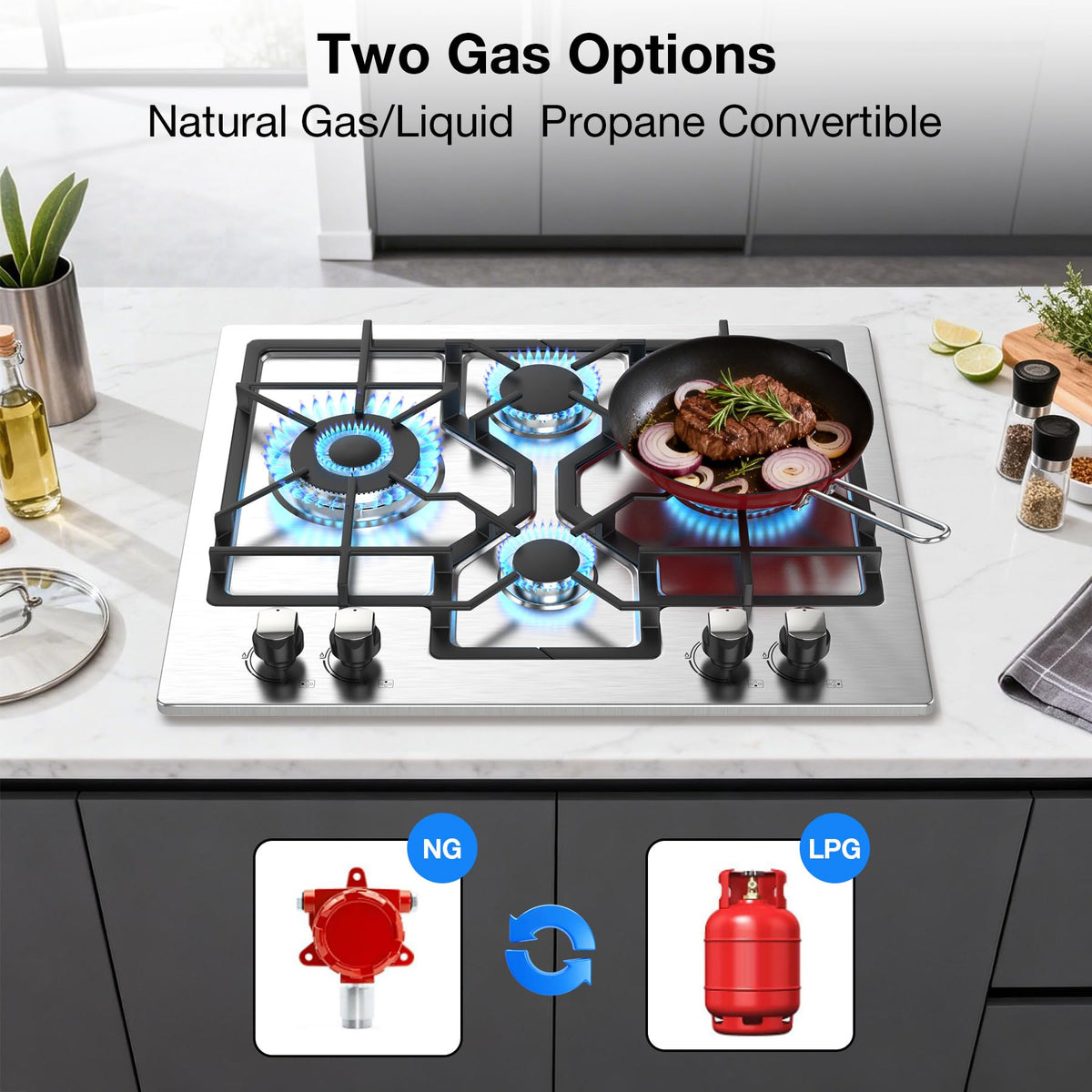 24 Inch 4 Burner Stainless Steel Gas Cooktop G219881