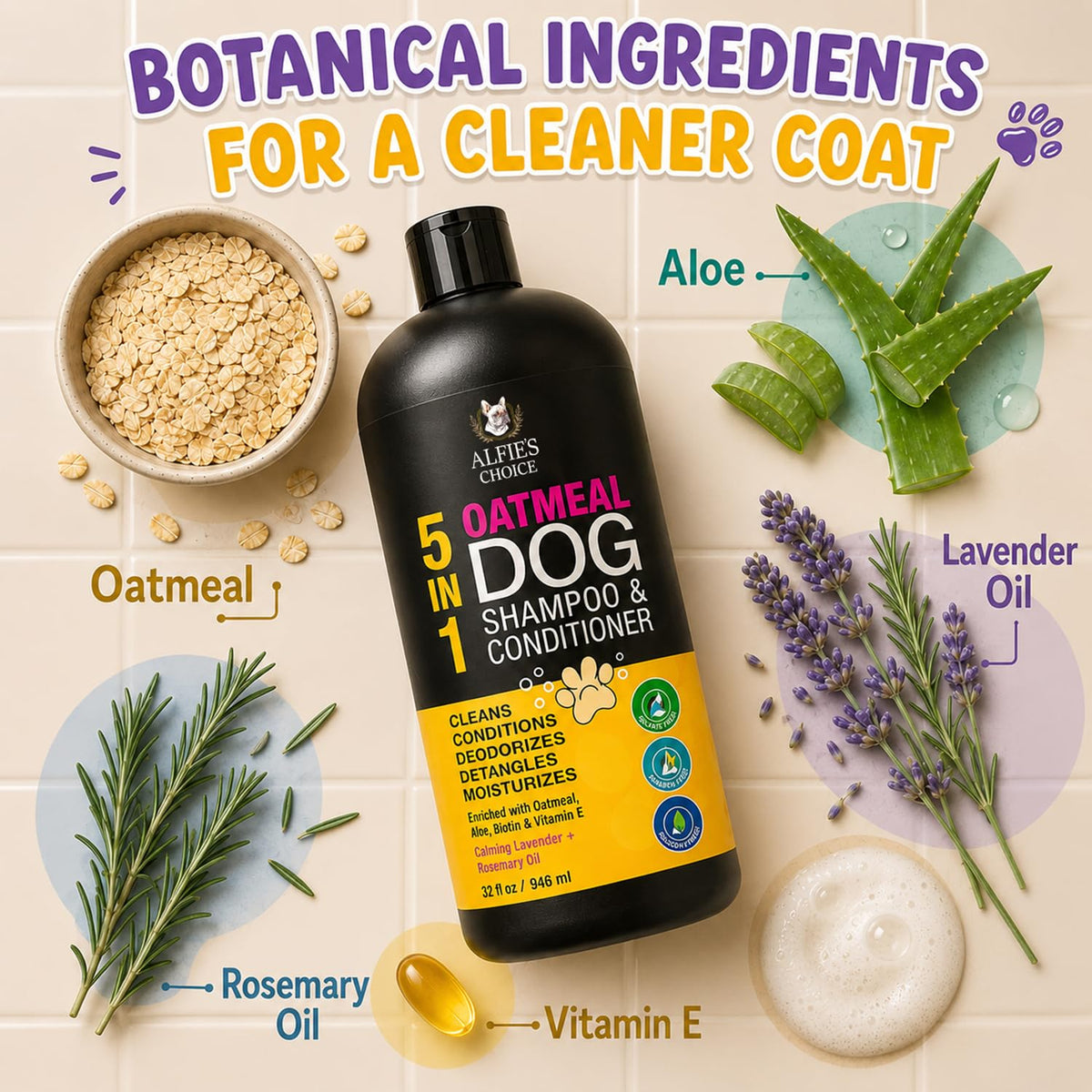 Oatmeal Dog Shampoo and Conditioner with Aloe 32 fl oz W762660