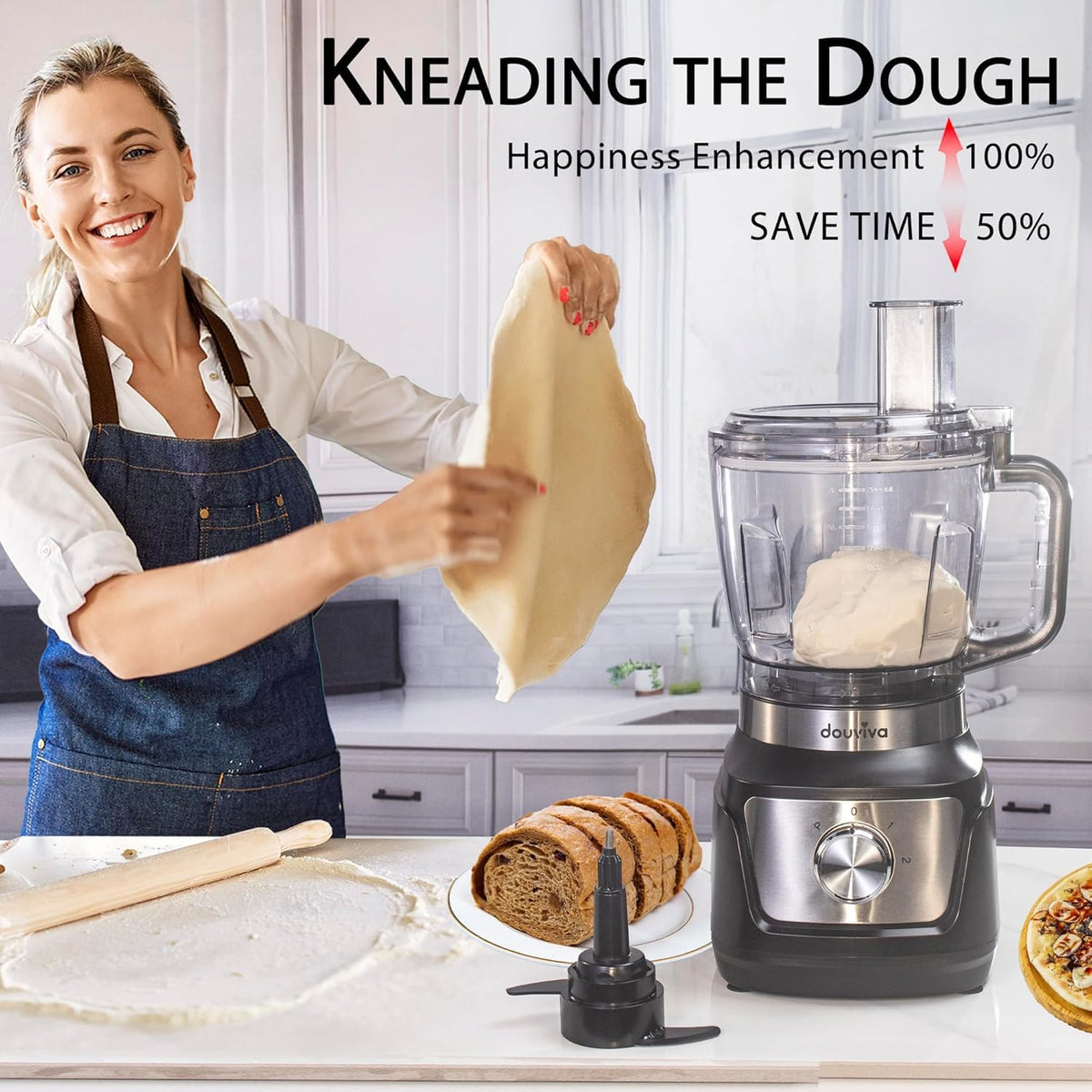 8-Cup Food Processor & Blender Combo, 1000W, Black F535