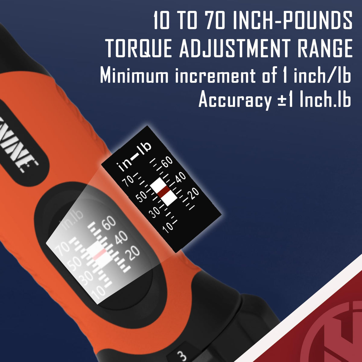 Torque Screwdriver Wrench Set 10-70 Inch Pounds 21 Hex Bits Orange H128