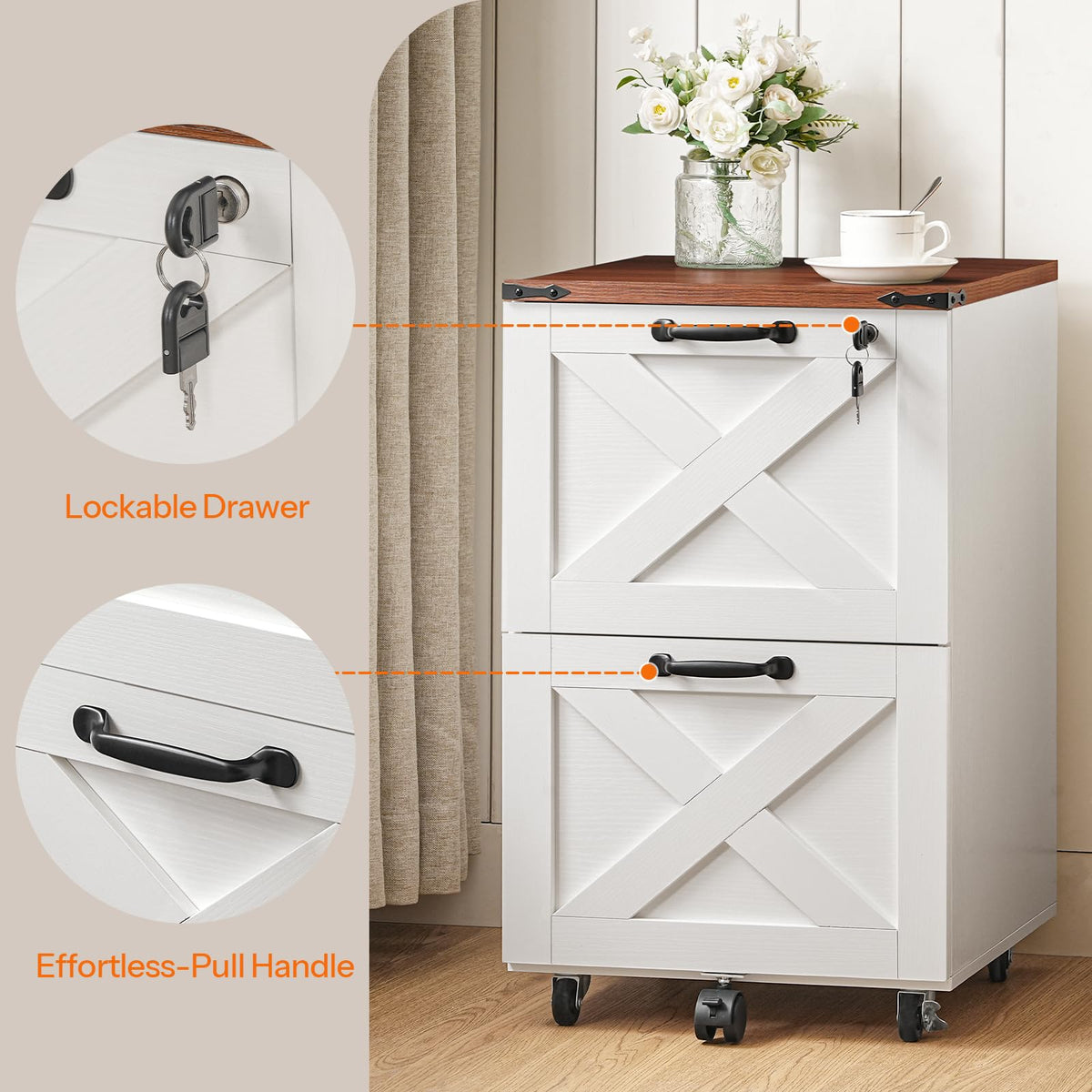 2 Drawer Locking Wood File Cabinet U74327
