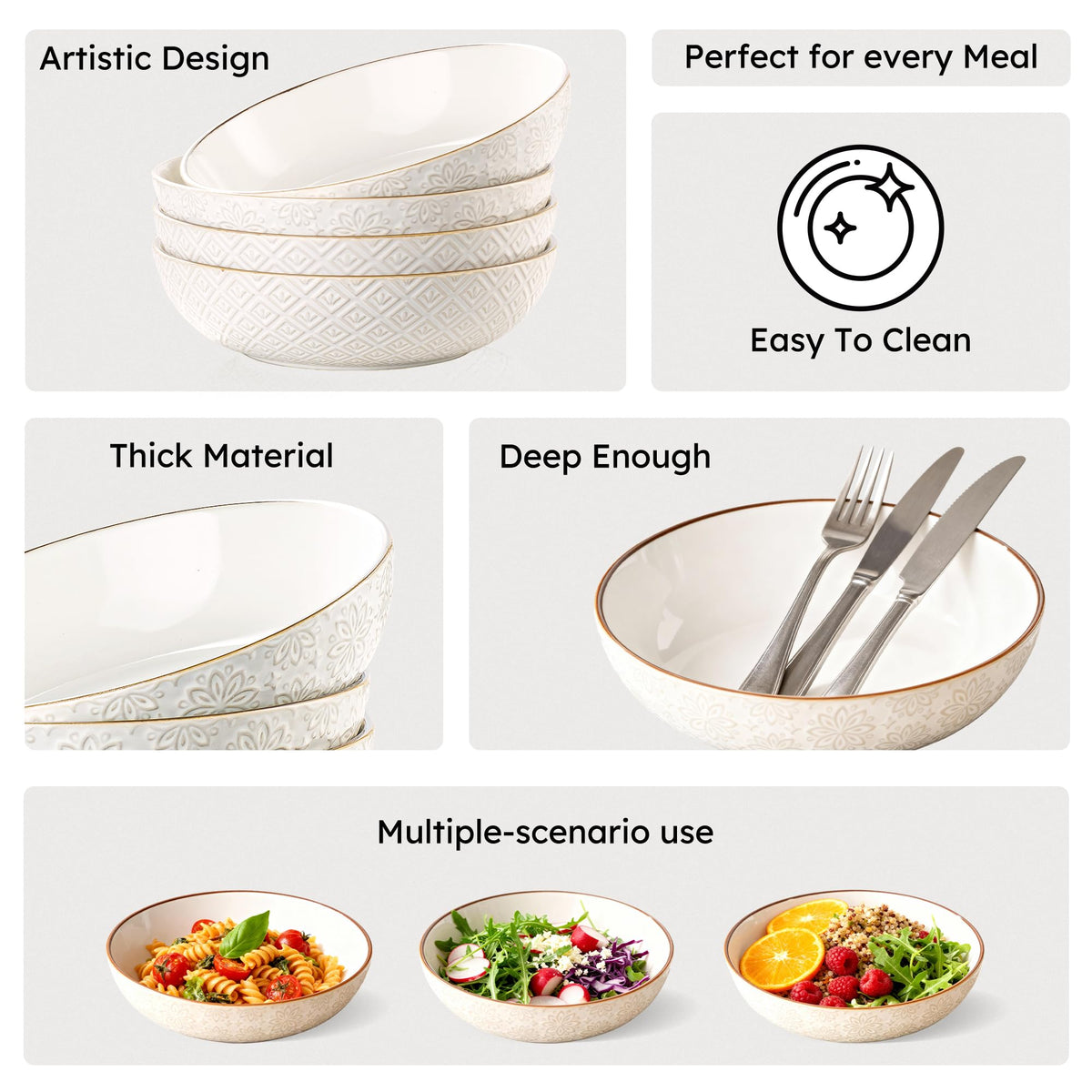 36 oz Set of 4 Ceramic Pasta Bowl K985
