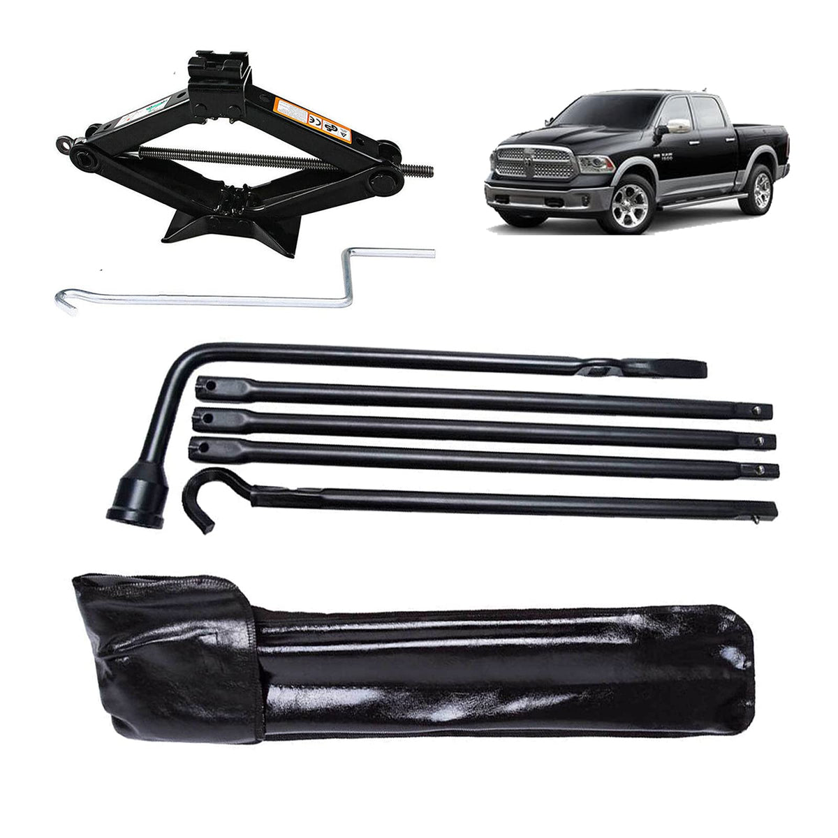 Spare Tire Lug Wrench Tool Kit & Scissor Jack 2 Ton Set L344