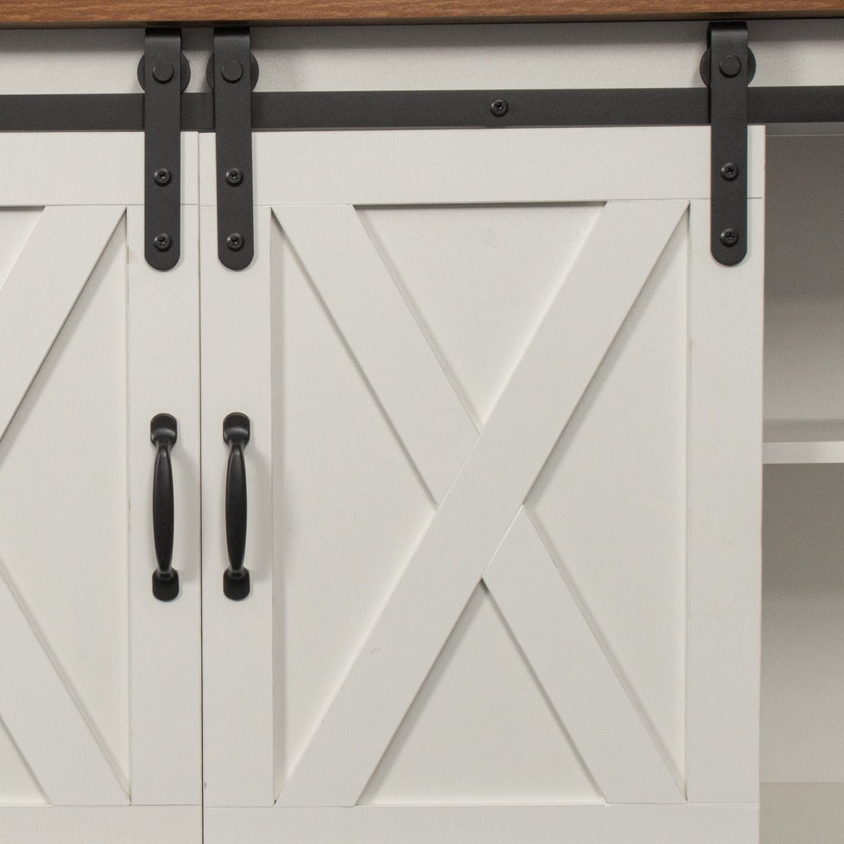 Sliding Barn Door Wood TV Stand with Adjustable Shelves T946