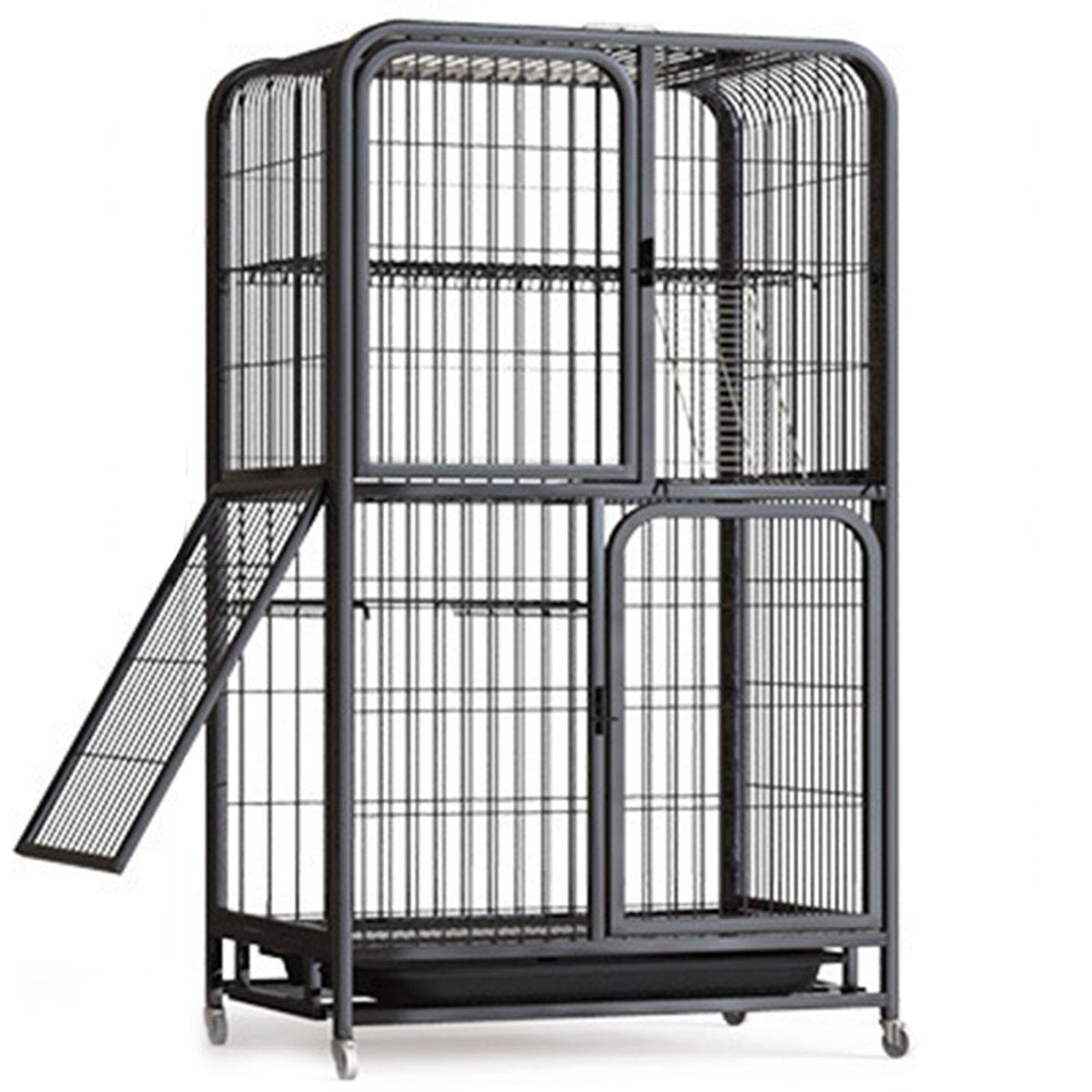 Small Animal Cage with Hammock, Pull Out Tray, Black U401