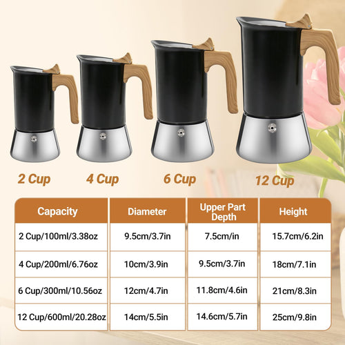 12 Cup 304 Stainless Steel Moka Pot T801