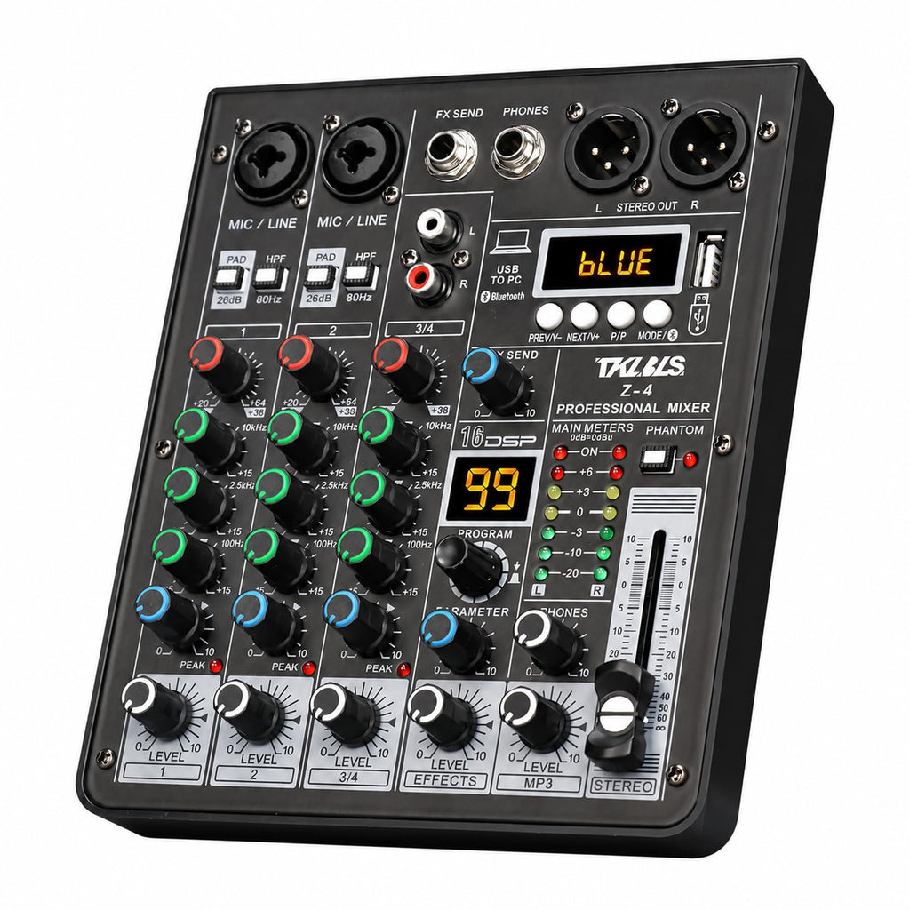 4 Channel Podcast Audio Mixer with 99 DSP Effects D301