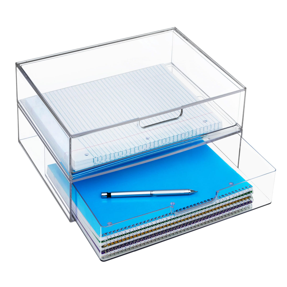 Clear Plastic Stackable Organizer Drawers Set of 2 Q270