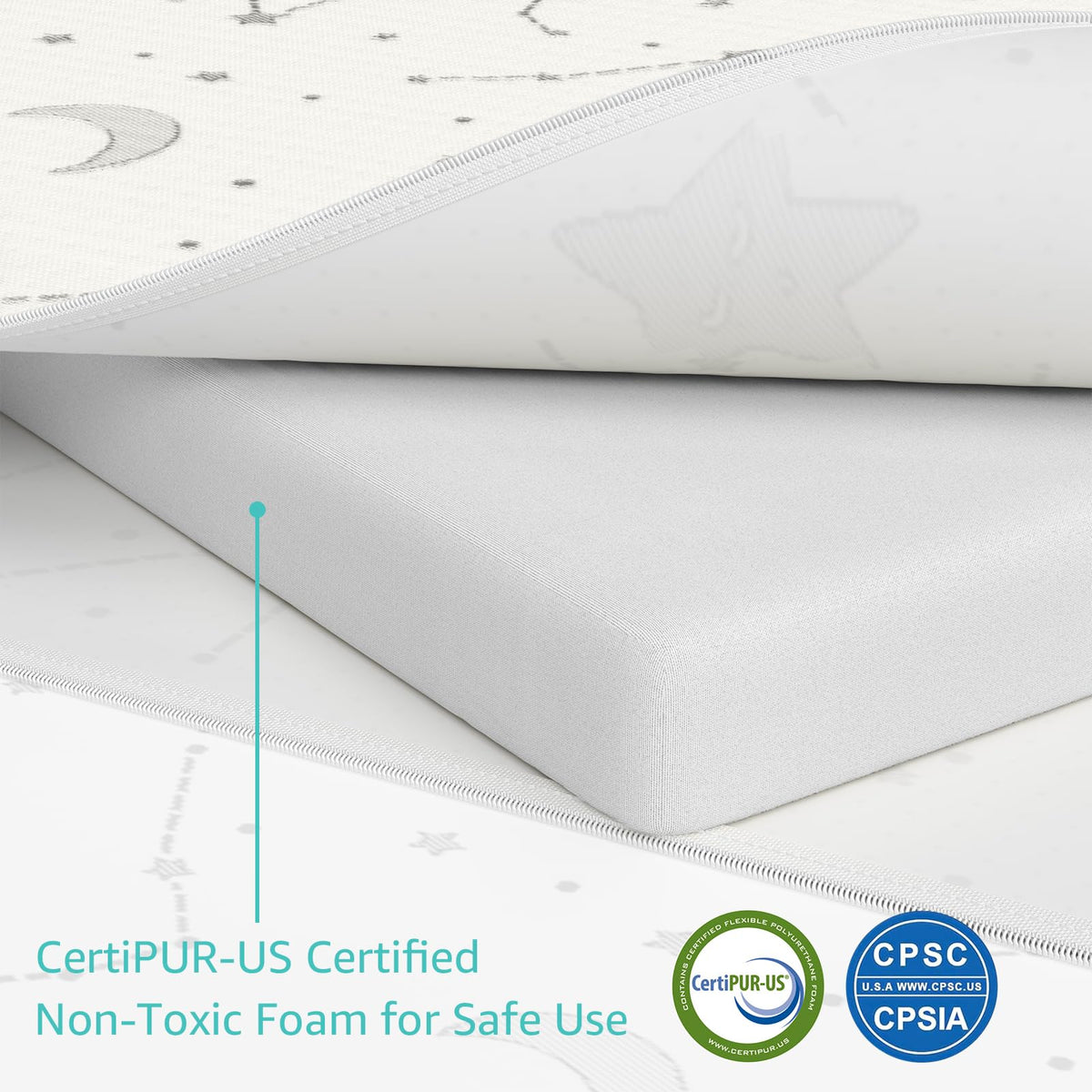 Bamboo Breathable 38x26 Waterproof Baby Mattress Topper with Strap U86096