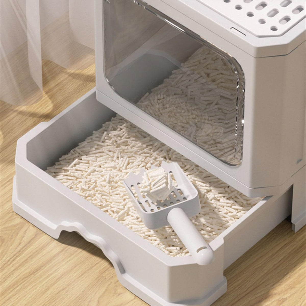 Foldable Cat Litter Box with Lid and Scoop Z7775