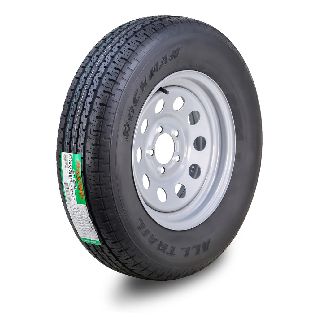 Trailer Tire Wheel ST205/75R15 8-Ply Silver Mod Rim O226