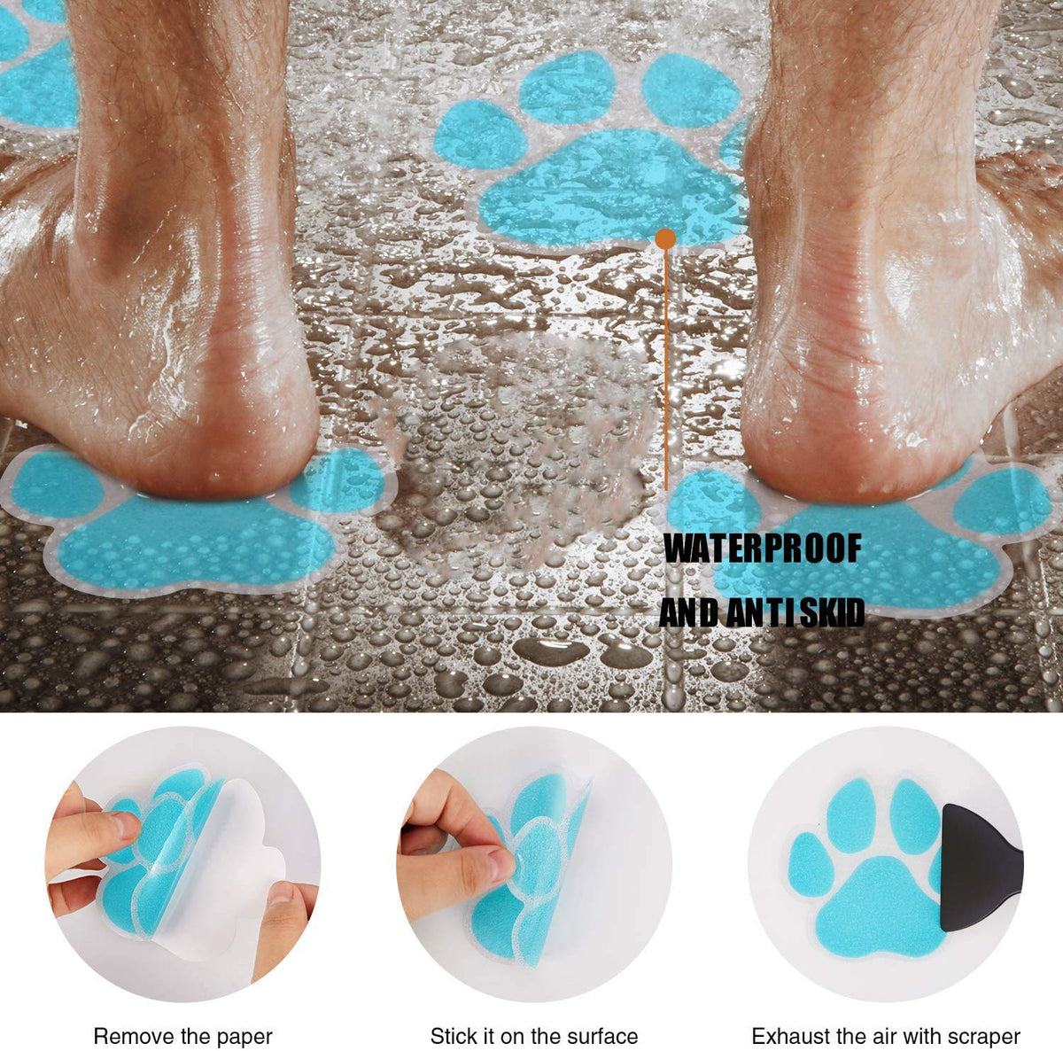 12 Pcs Non-Slip Bathtub Stickers Blue I732484