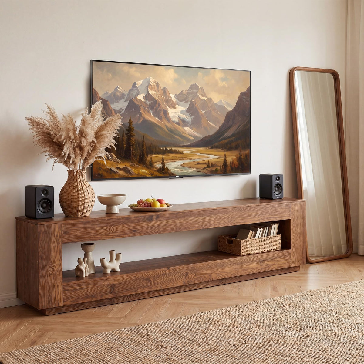 70.86-in Solid Wood 2-Tier TV Stand O563195