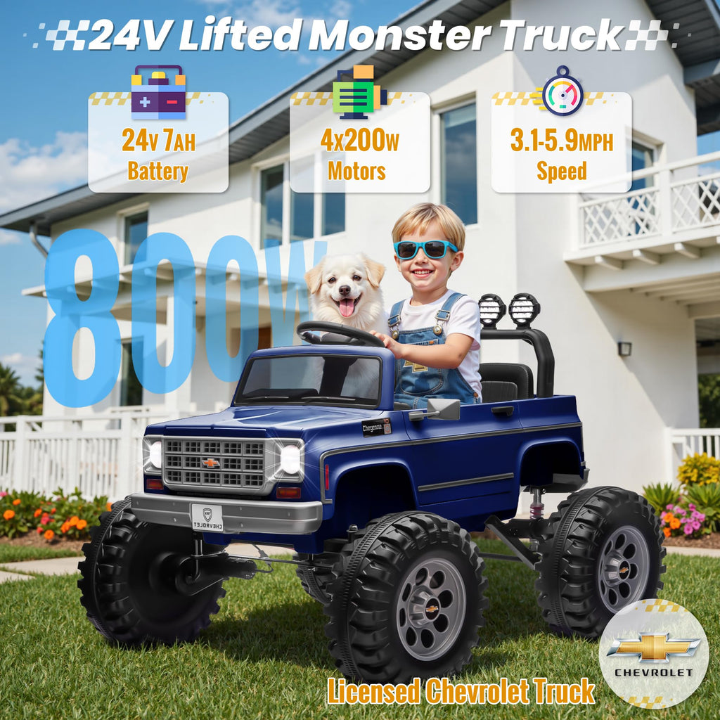 24V Blue 4WD Ride on Monster Truck Car U61401