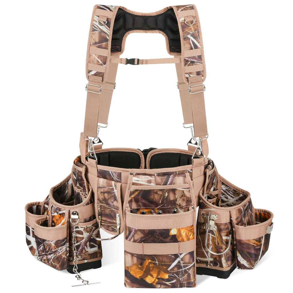 Camo 7 Piece Tool Belts with Suspenders and Pouches J45534