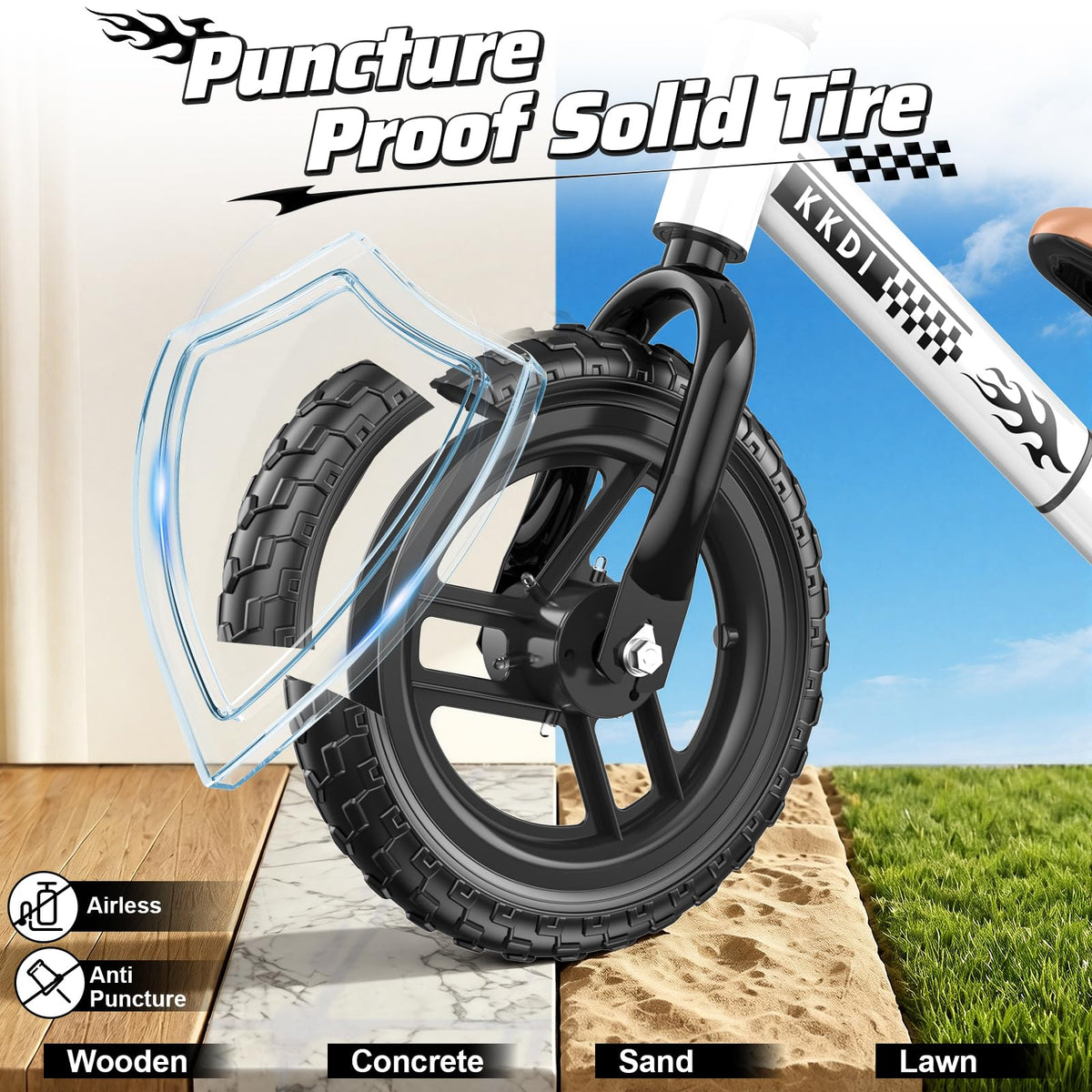 Adjustable Toddler Balance Bike with Fender and LED Tires X937