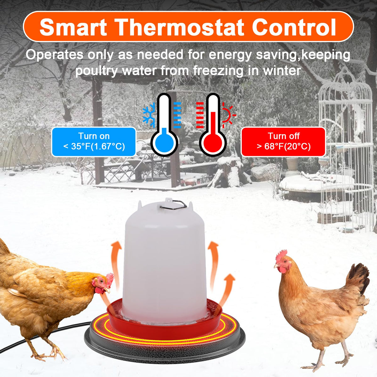 Metal Chicken Water Heater with Thermostat S1071