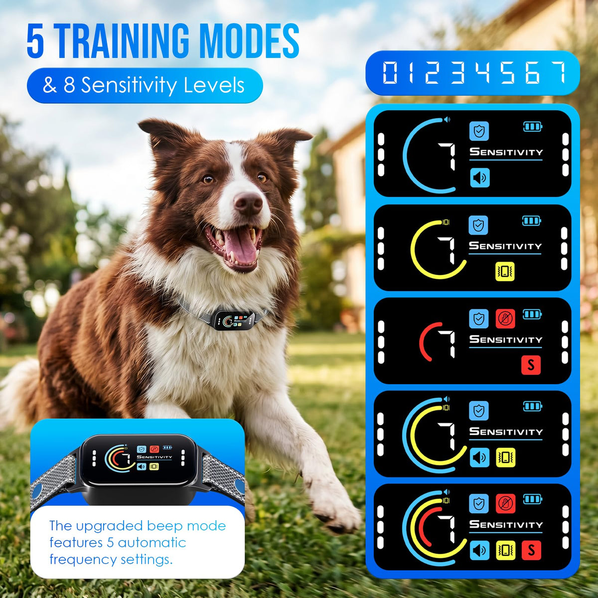Dog Bark Collar 2 Pack, 7 Sensitivity Levels, 5 Training Modes B464760