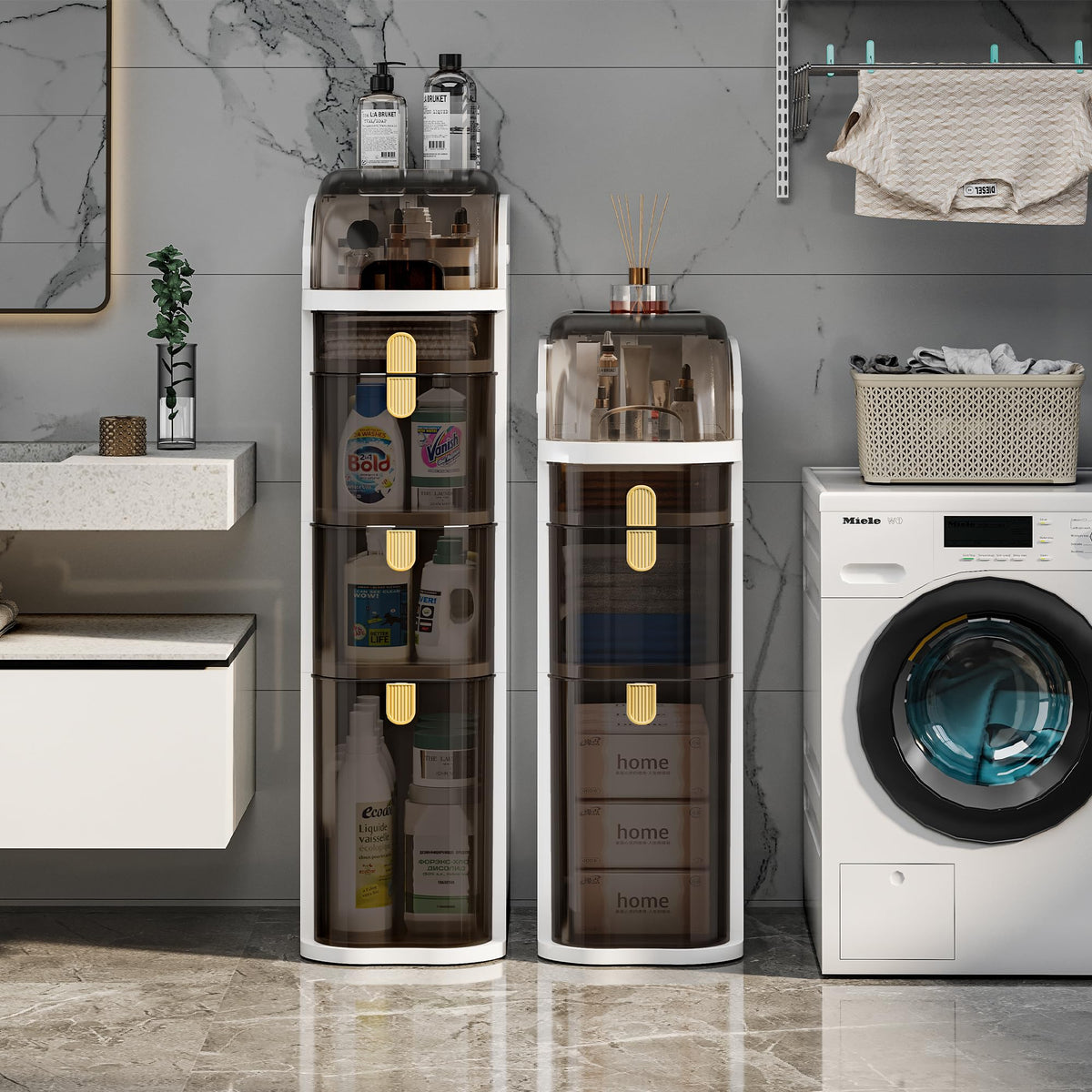 Slim Bathroom Storage Cabinet with Drawers J8130