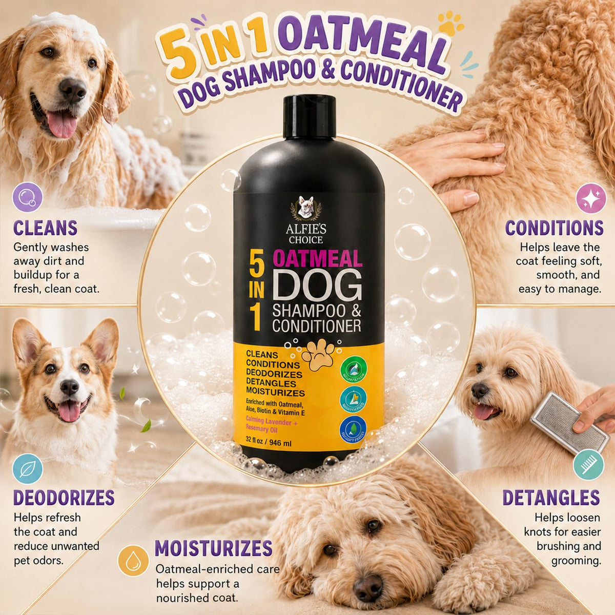 Oatmeal Dog Shampoo and Conditioner with Aloe 32 fl oz W762660