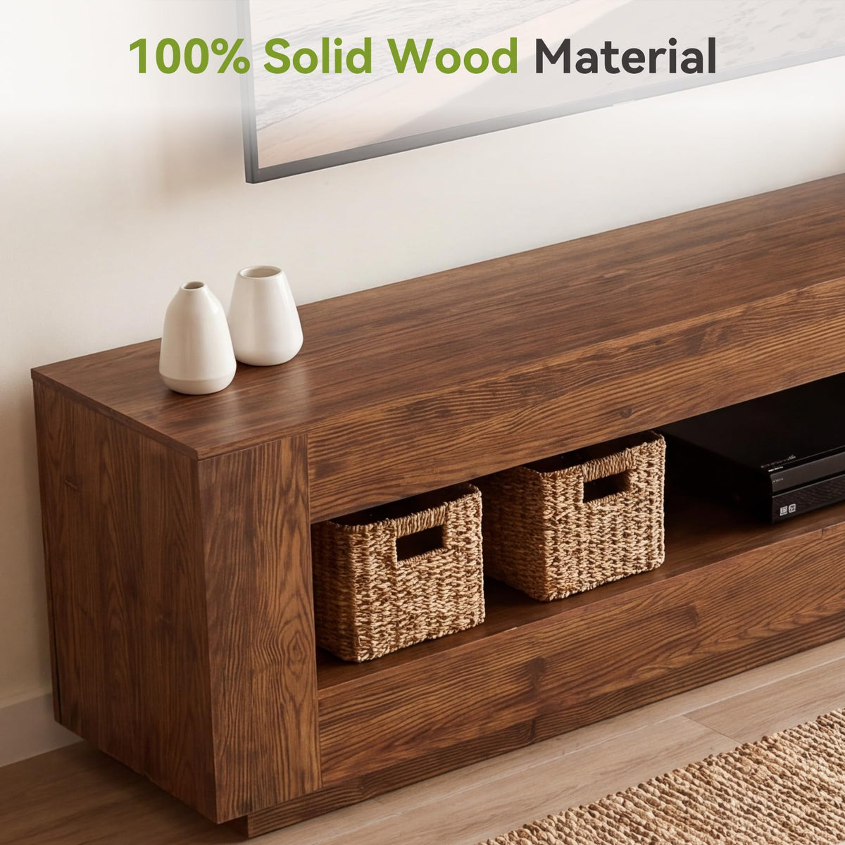 70.86-in Solid Wood 2-Tier TV Stand O563195