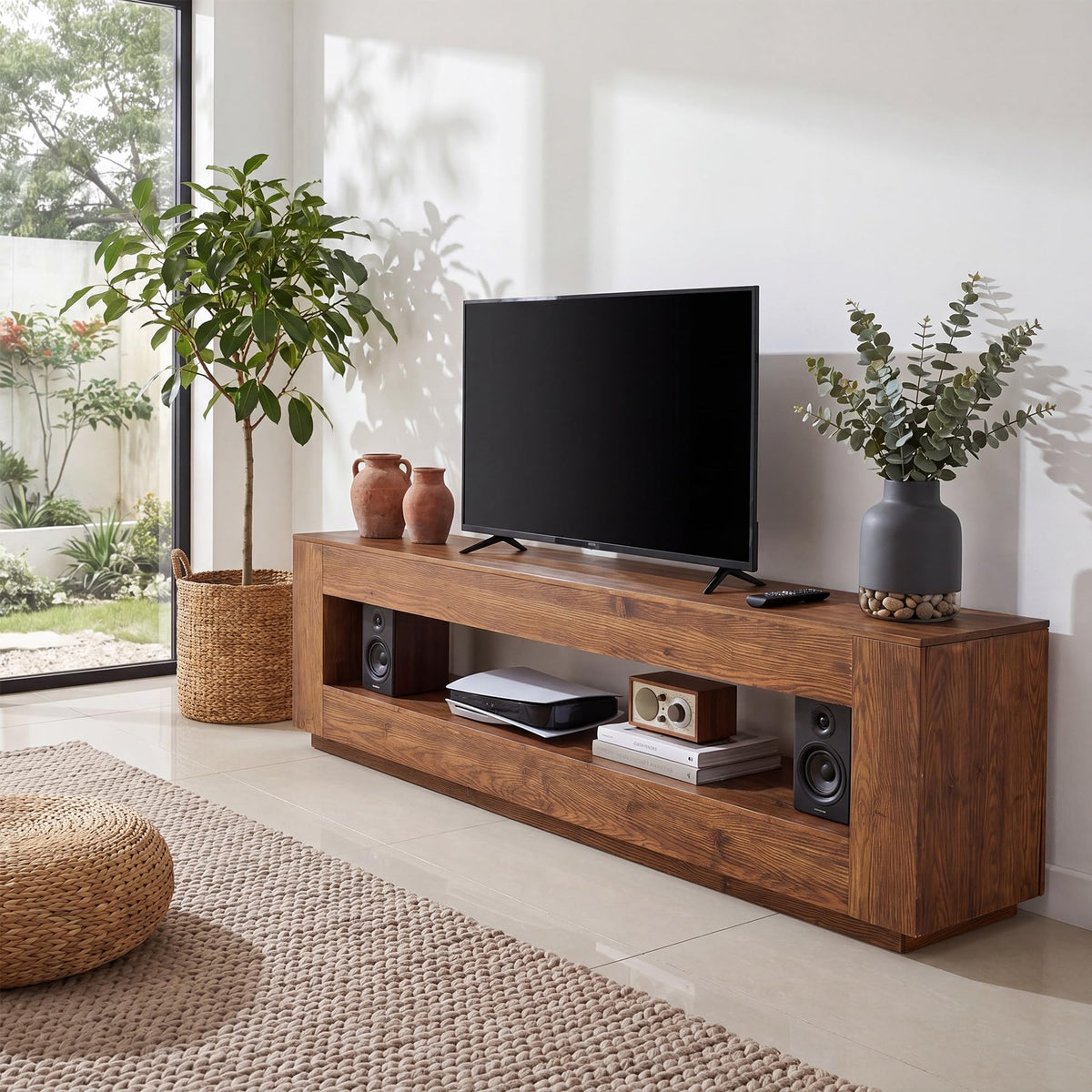 70.86-in Solid Wood 2-Tier TV Stand O563195