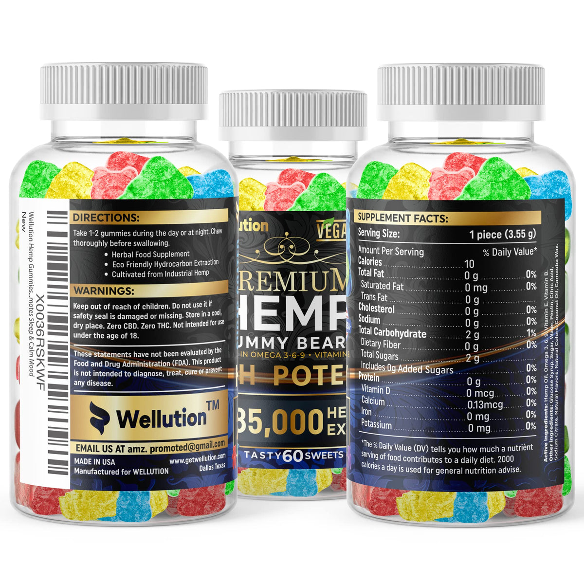 Sugar-Coated Hemp Gummies 2,985,000 MCG 60ct E54632