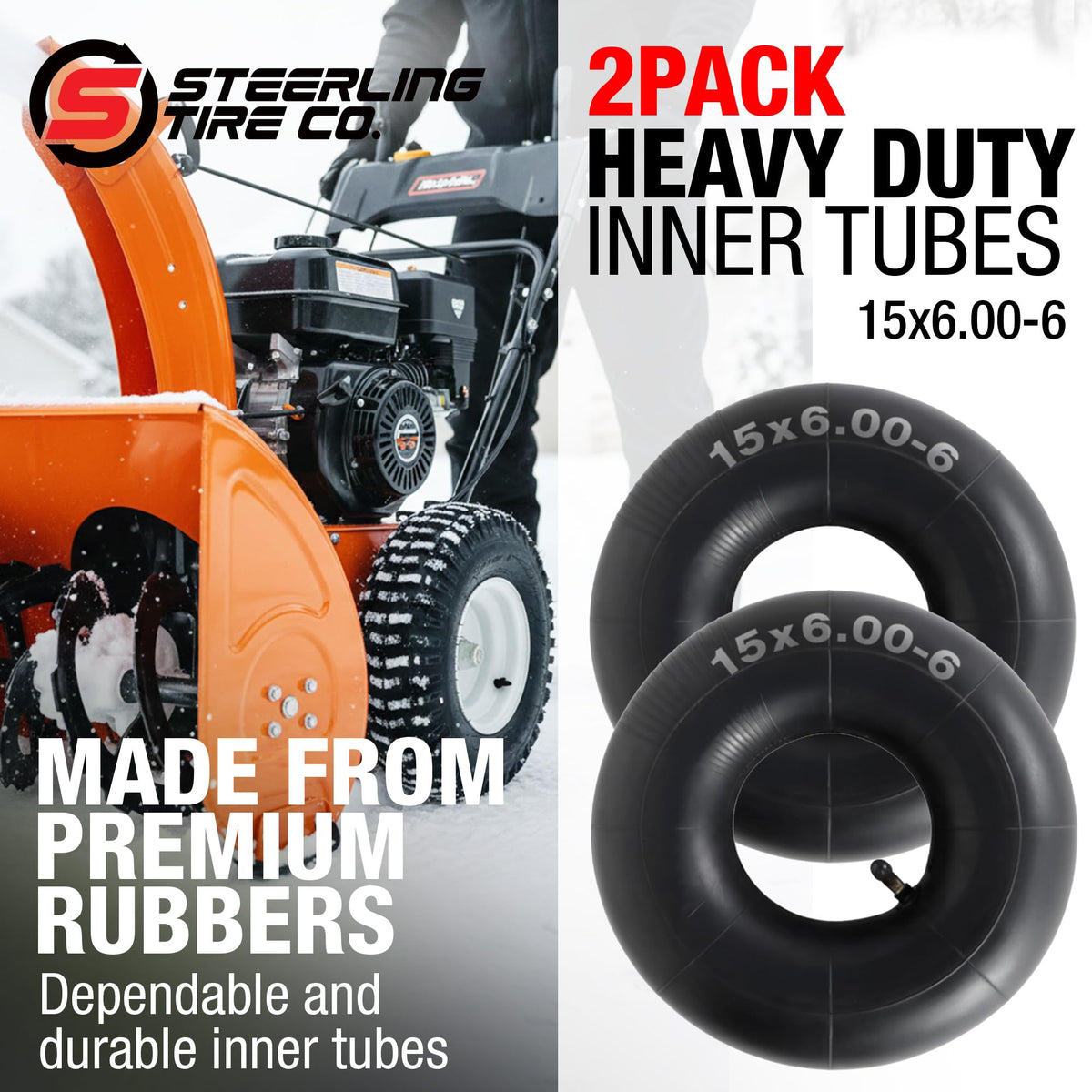 15x6.00-6" Inner Tubes, 2 Pack with TR-13 Straight Valve Stem L729