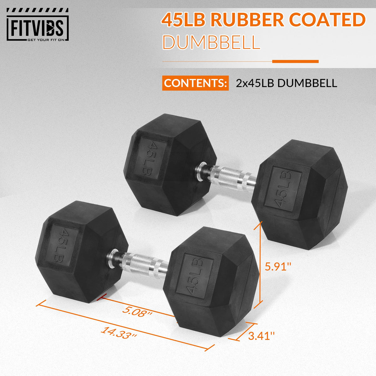 Rubber Encased Hex Dumbbell Set of 2 D278357