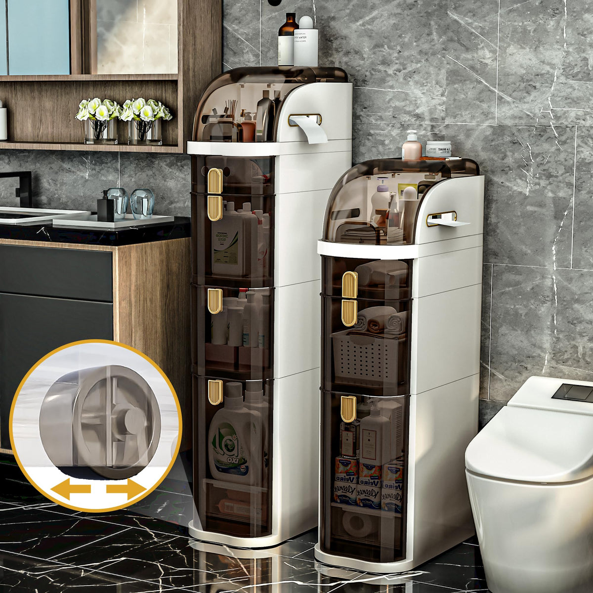Slim Bathroom Storage Cabinet with Drawers J8130