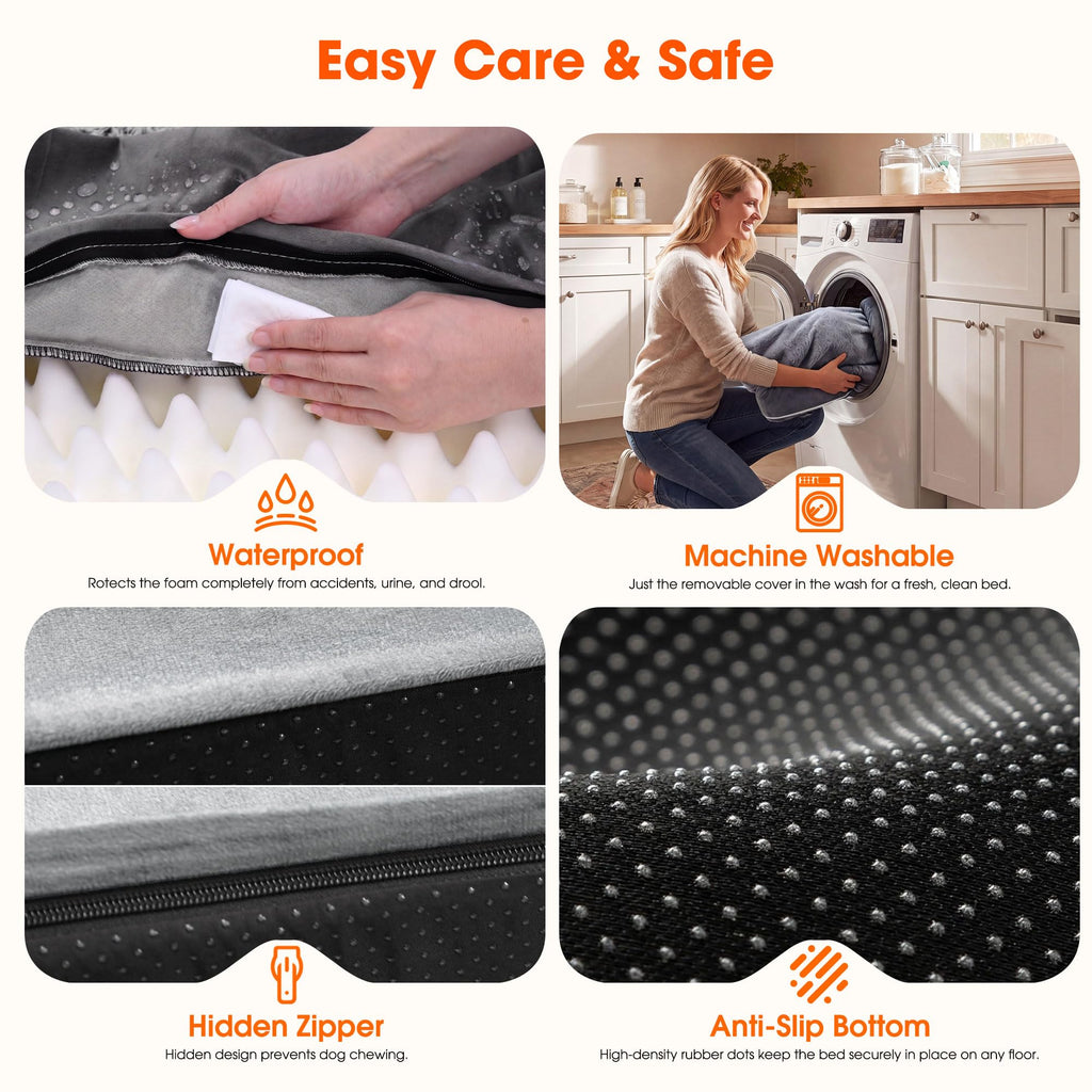 Waterproof Orthopedic Dog Bed with Bolster G3967