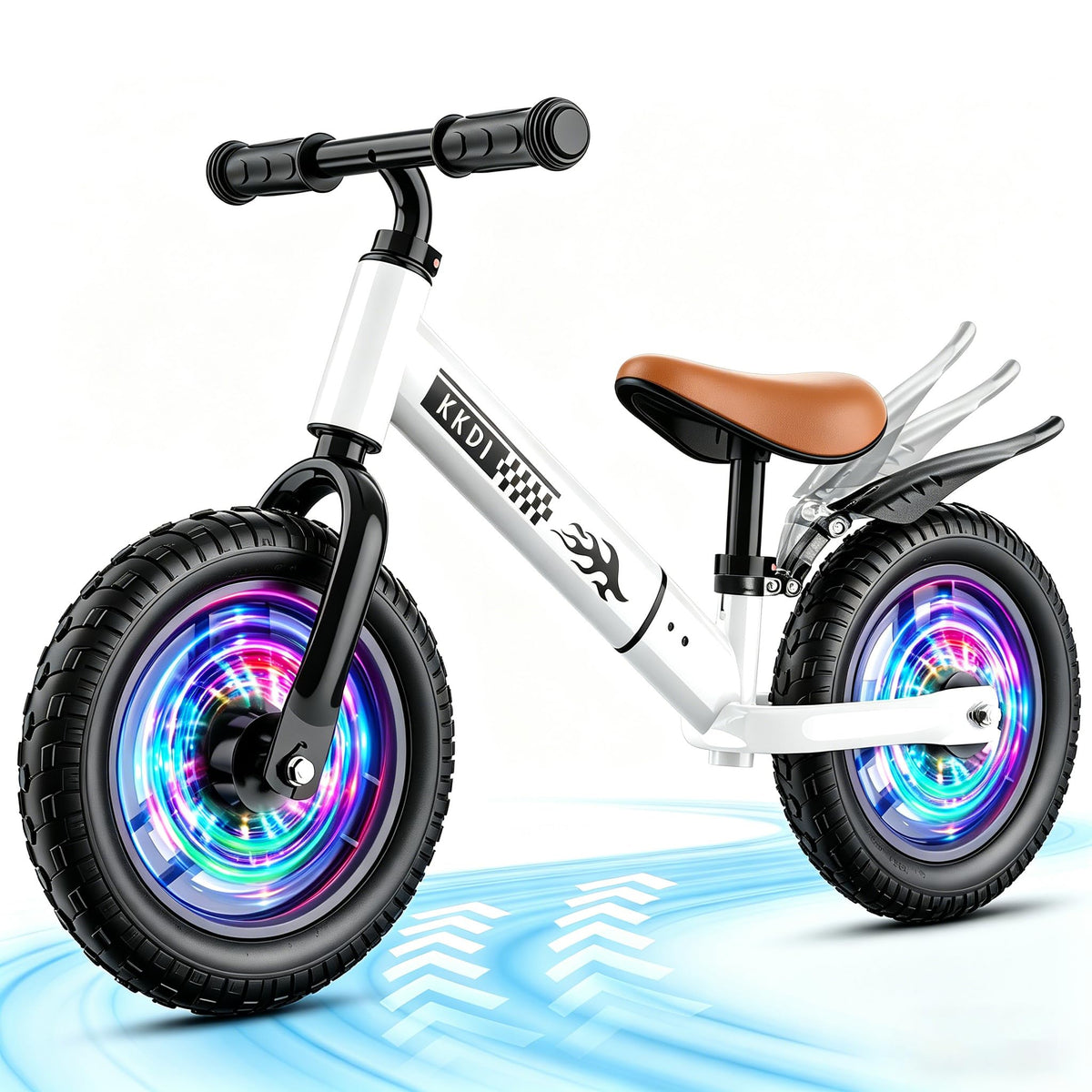 Adjustable Toddler Balance Bike with Fender and LED Tires X937