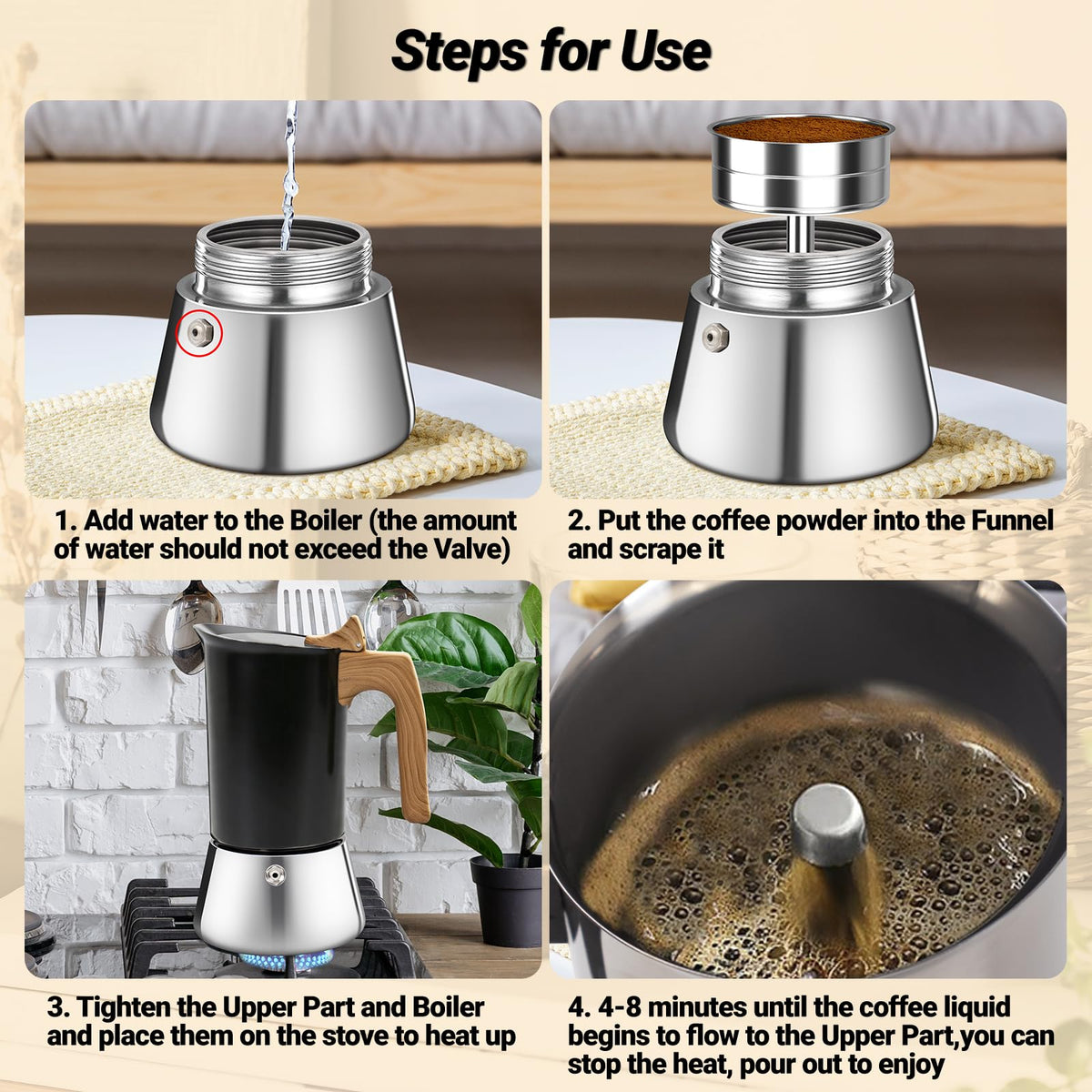 12 Cup 304 Stainless Steel Moka Pot T801