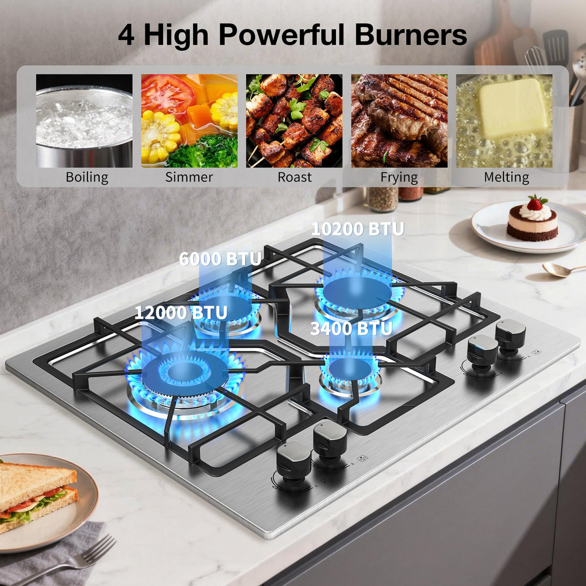 24 Inch 4 Burner Stainless Steel Gas Cooktop G219881