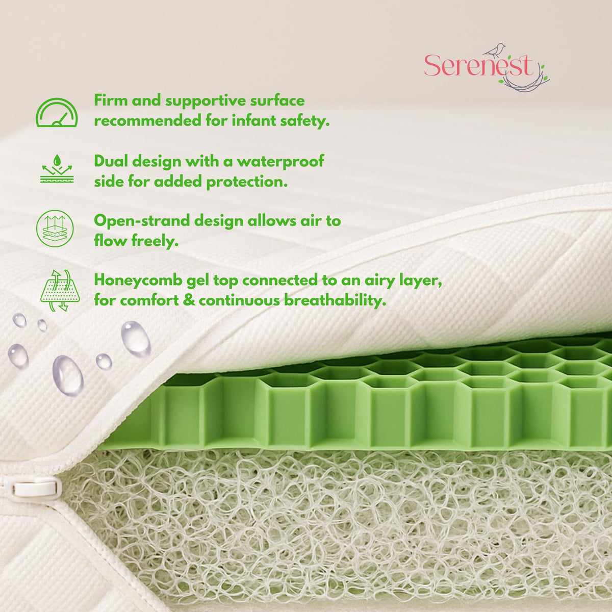 Breathable Baby Crib Mattress & Toddler Bed, Washable, Waterproof, Non-Toxic, Standard Size C64254