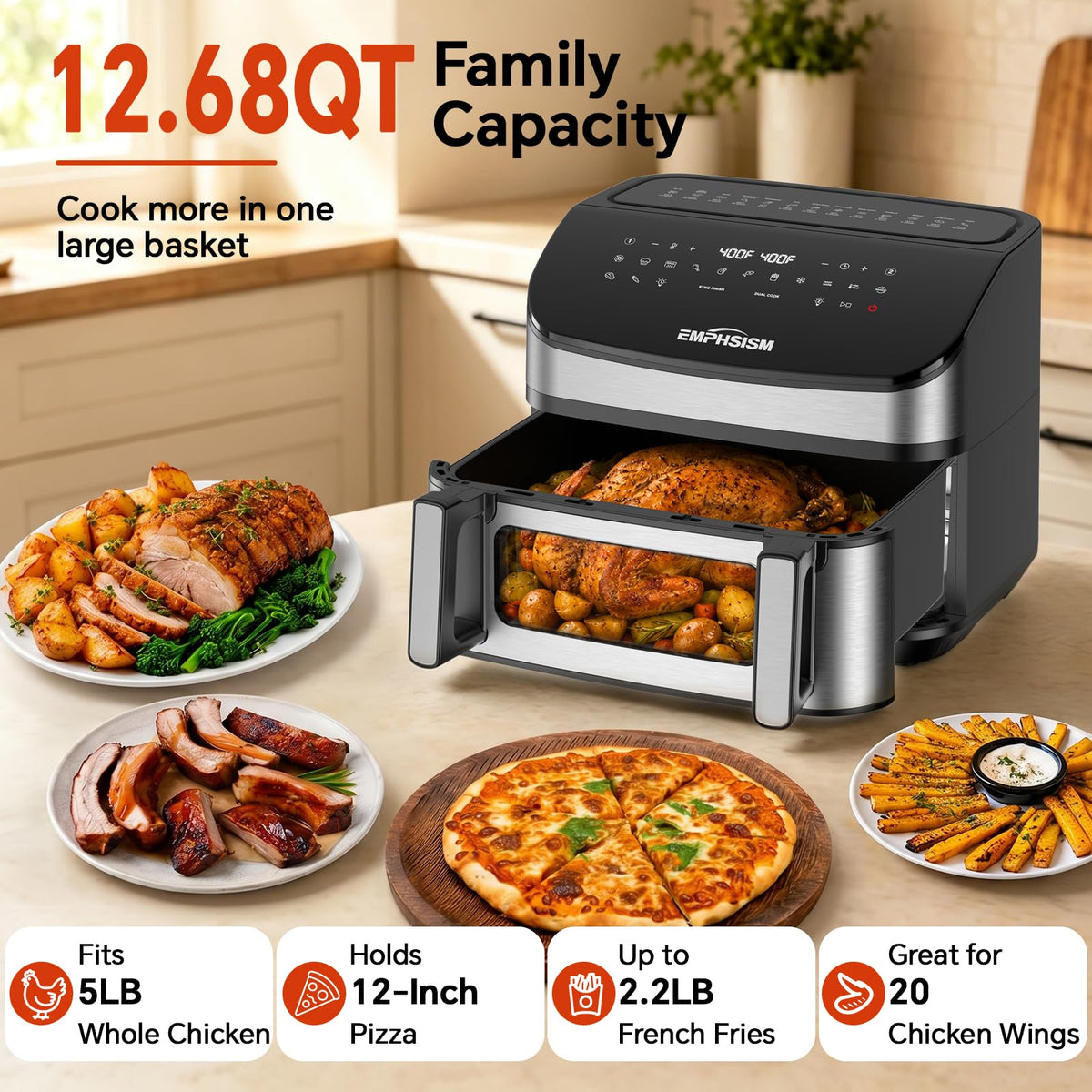 12QT Dual Zone Air Fryer with Viewing Window P275120