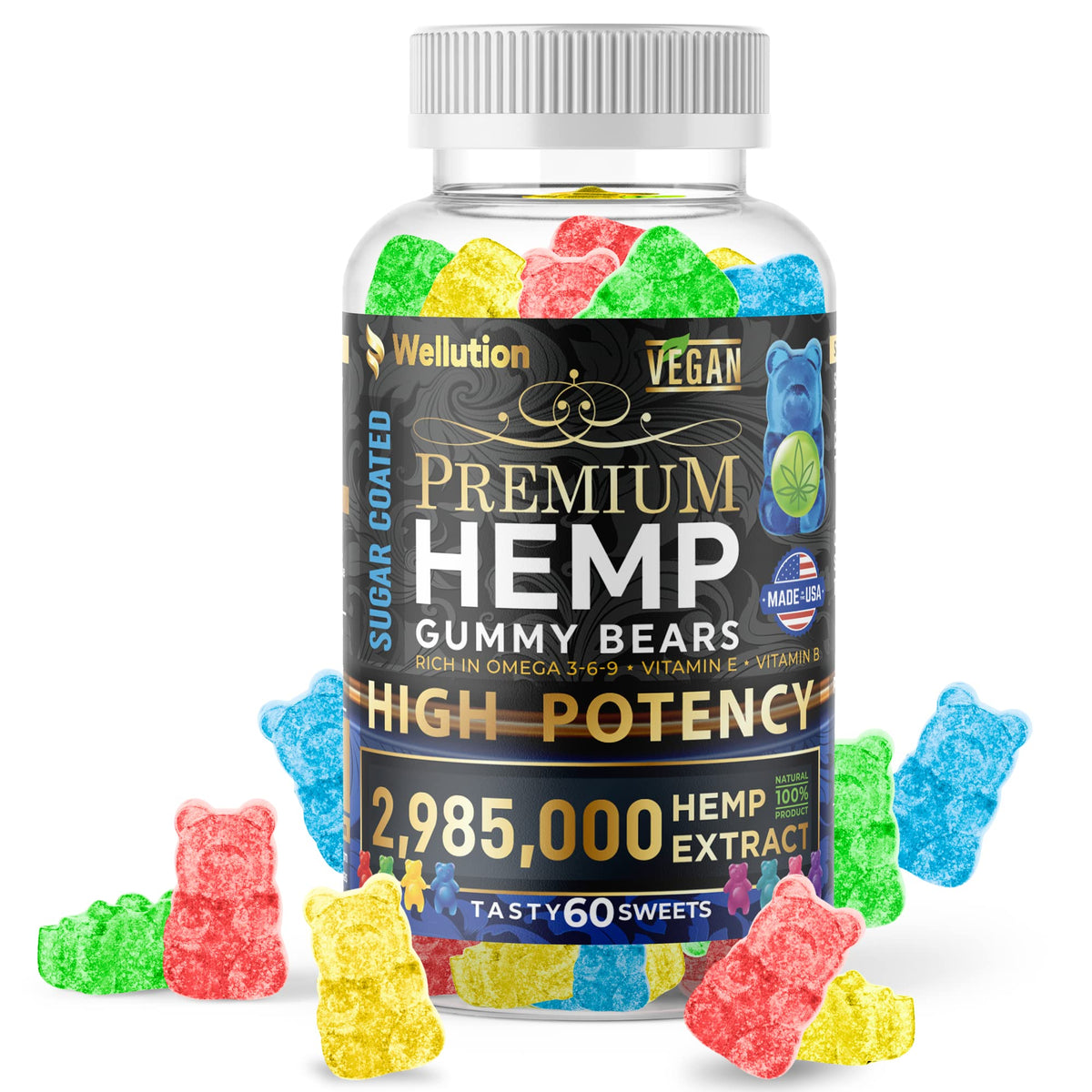 Sugar-Coated Hemp Gummies 2,985,000 MCG 60ct E54632
