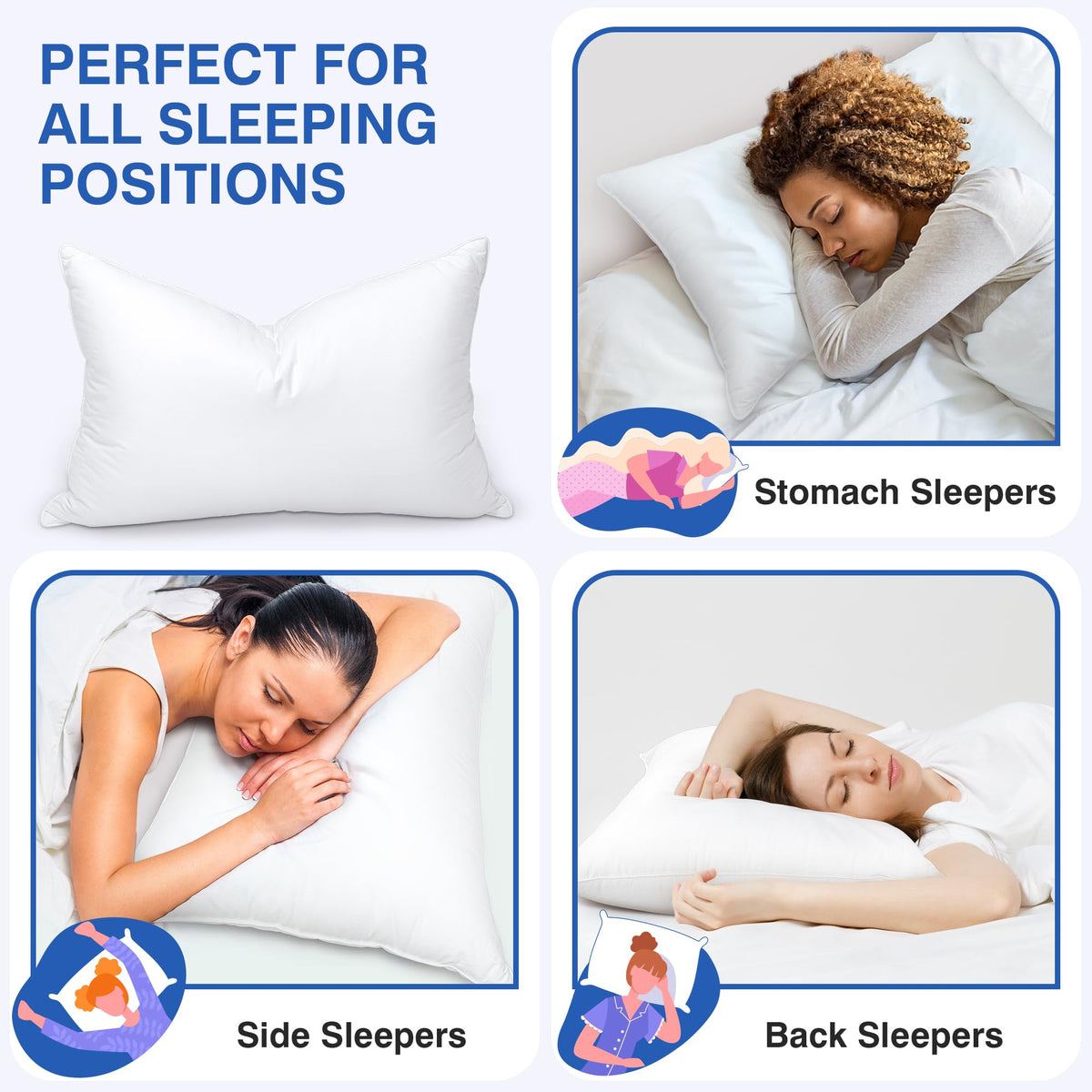 Queen Size Set of 2 Feather Pillows A237