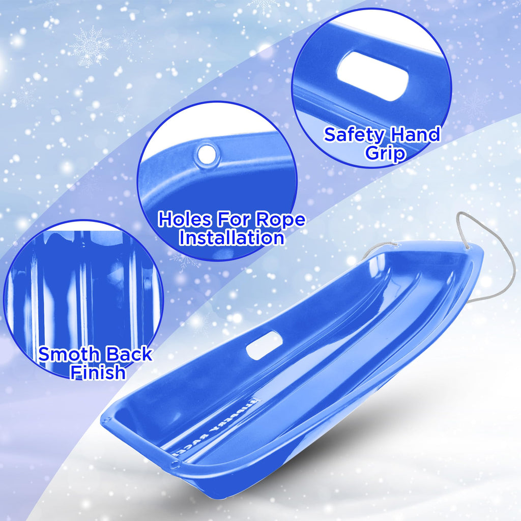 Kids Plastic Snow Sled with Pull Rope and Handles M484