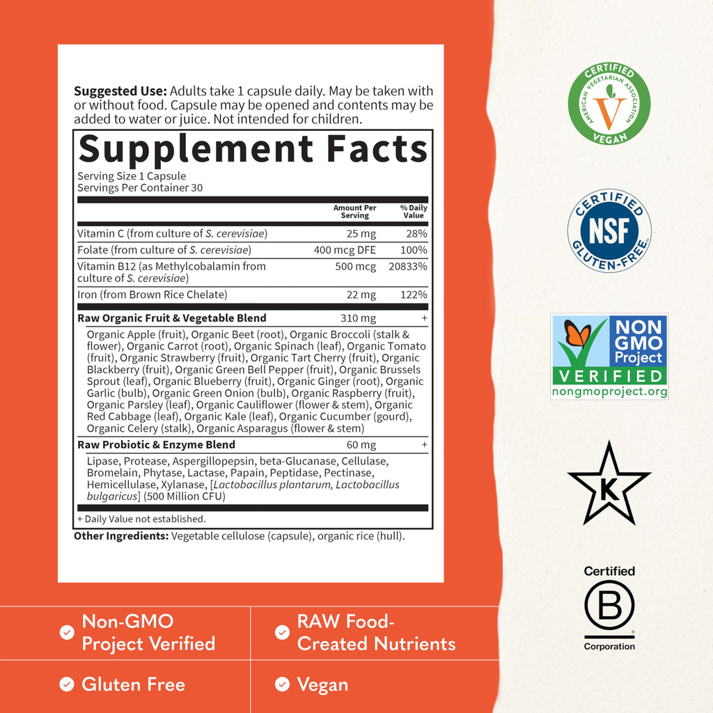 Vitamin Code Raw Iron Supplement, 30 Capsules T91146