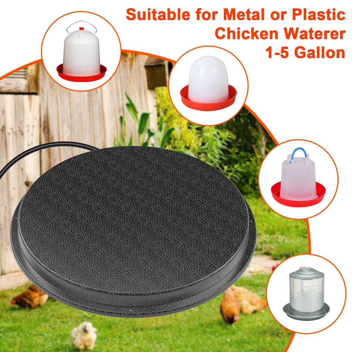Metal Chicken Water Heater with Thermostat S1071