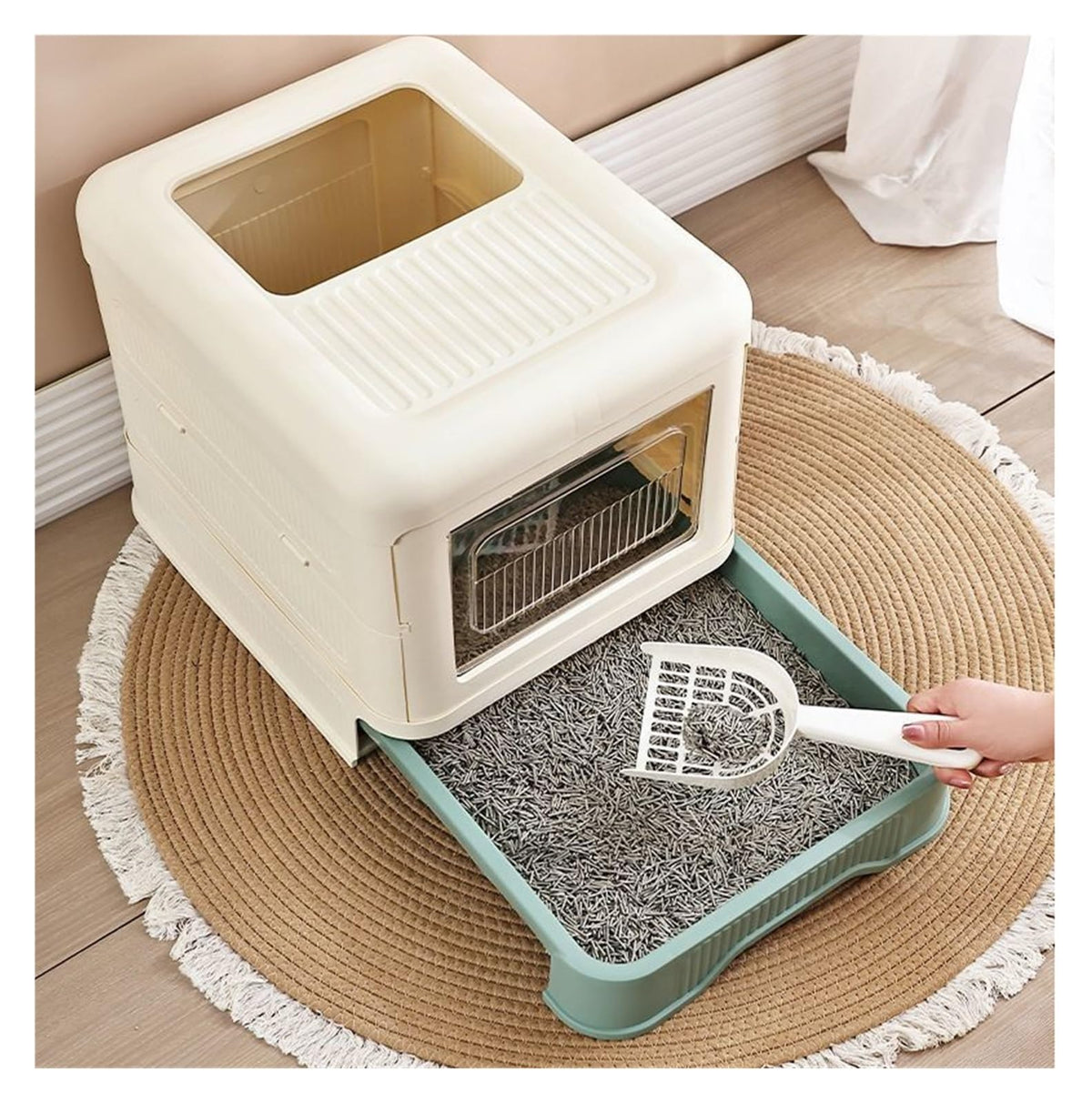 Fully Enclosed Cat Litter Box with Lid and Drawer G87278