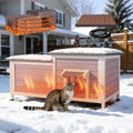 Large 2-Room Weatherproof Heated Cat House O536471