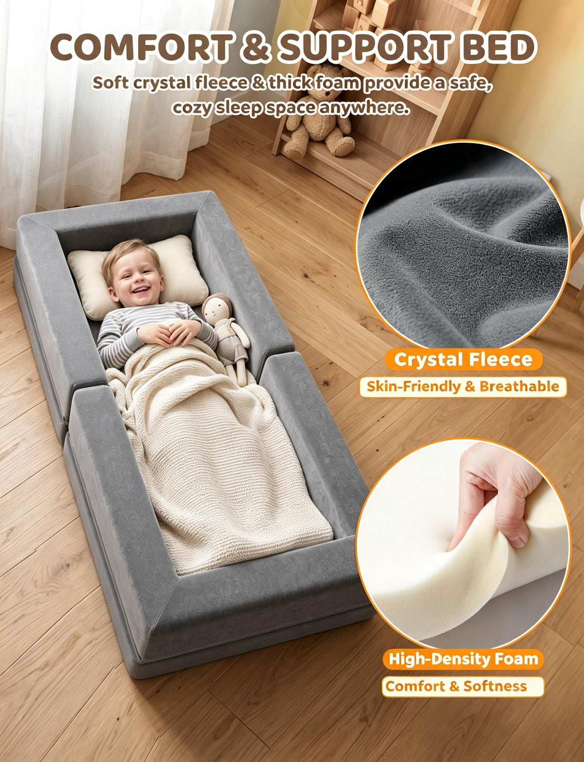 54" Portable Foldable Foam Toddler Bed M792179