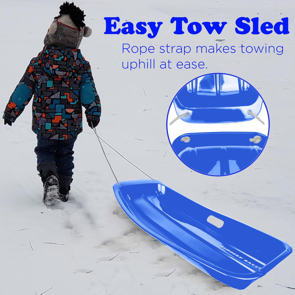 Kids Plastic Snow Sled with Pull Rope and Handles M484