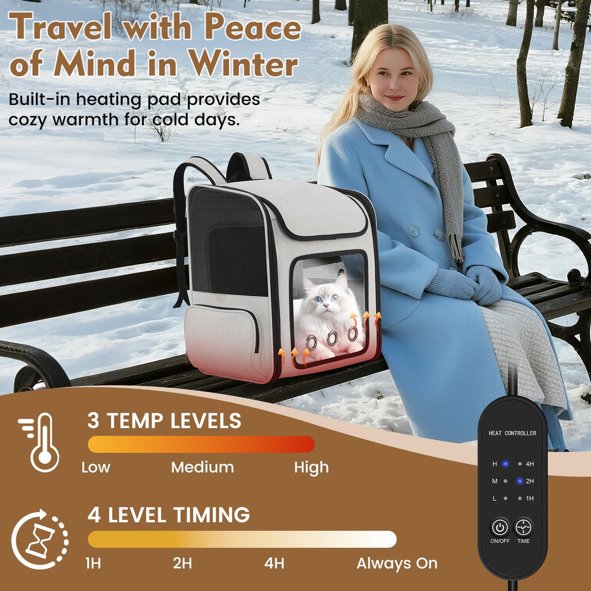 Cat Backpack Carrier with Cooling Fan & Heating Pad G2653