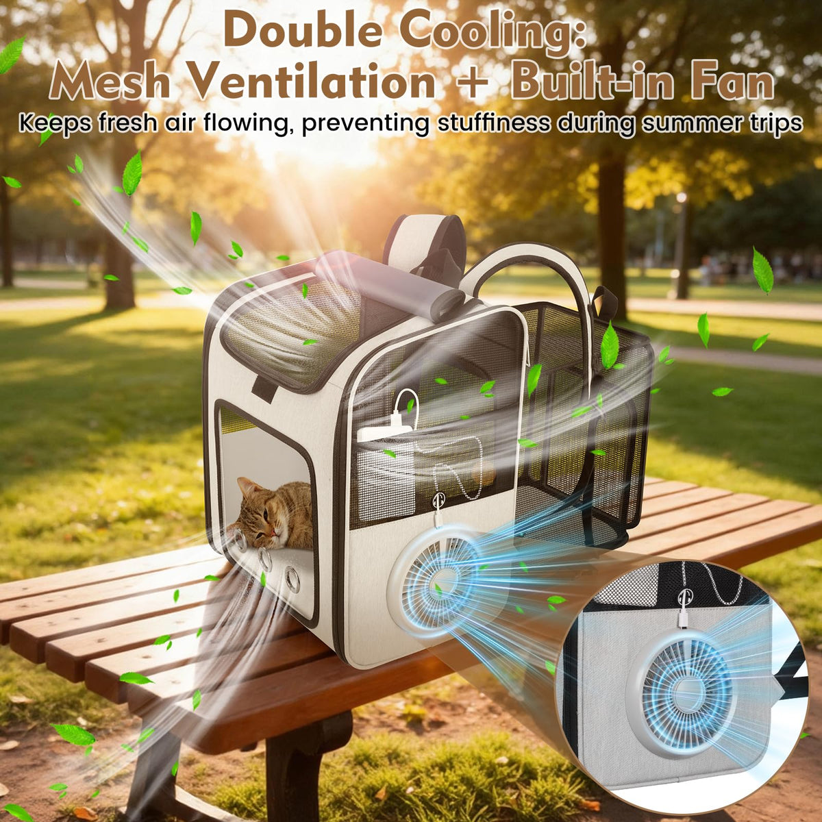 Cat Backpack Carrier with Cooling Fan & Heating Pad G2653