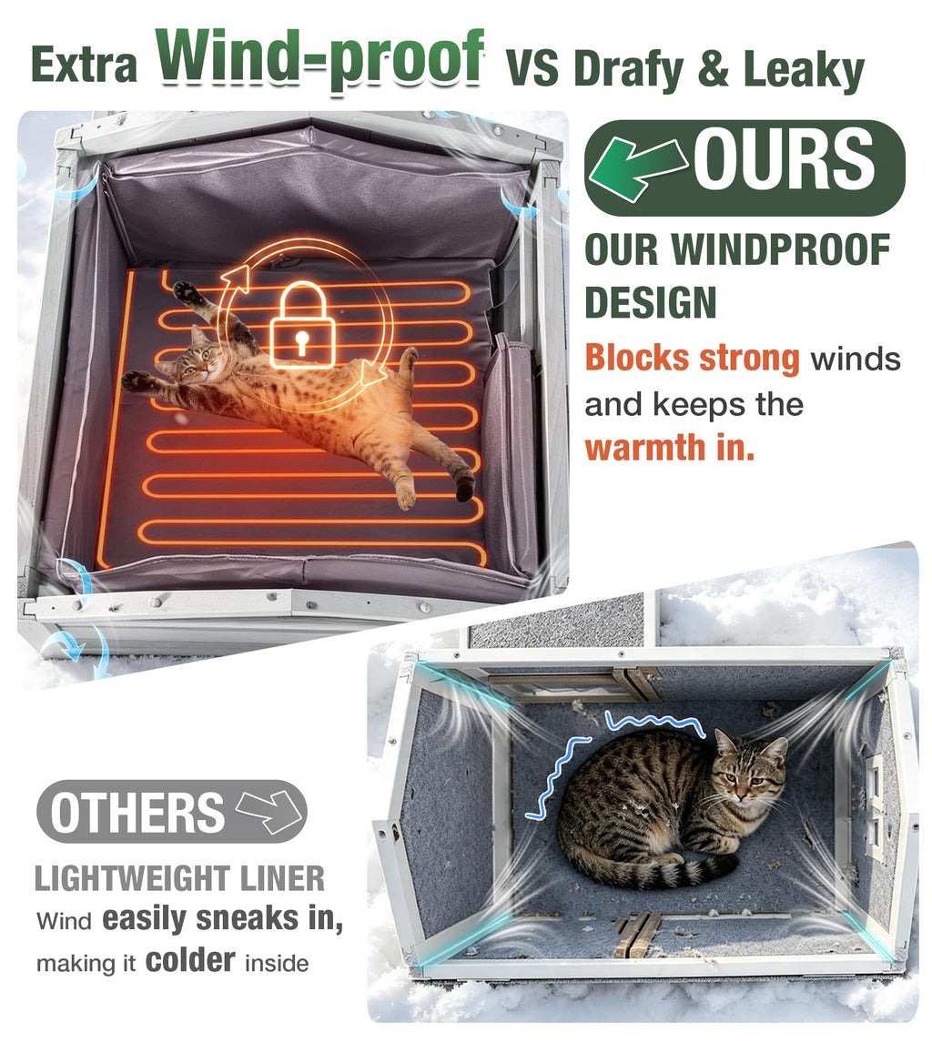 Large 2-Room Weatherproof Heated Cat House O536471