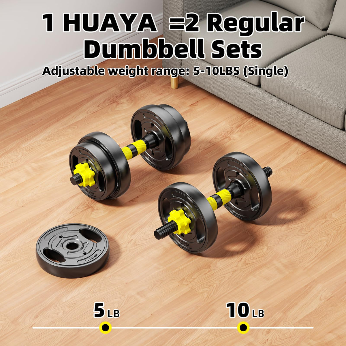 Adjustable Dumbbell Set 10-90lbs Free Weights Y1004
