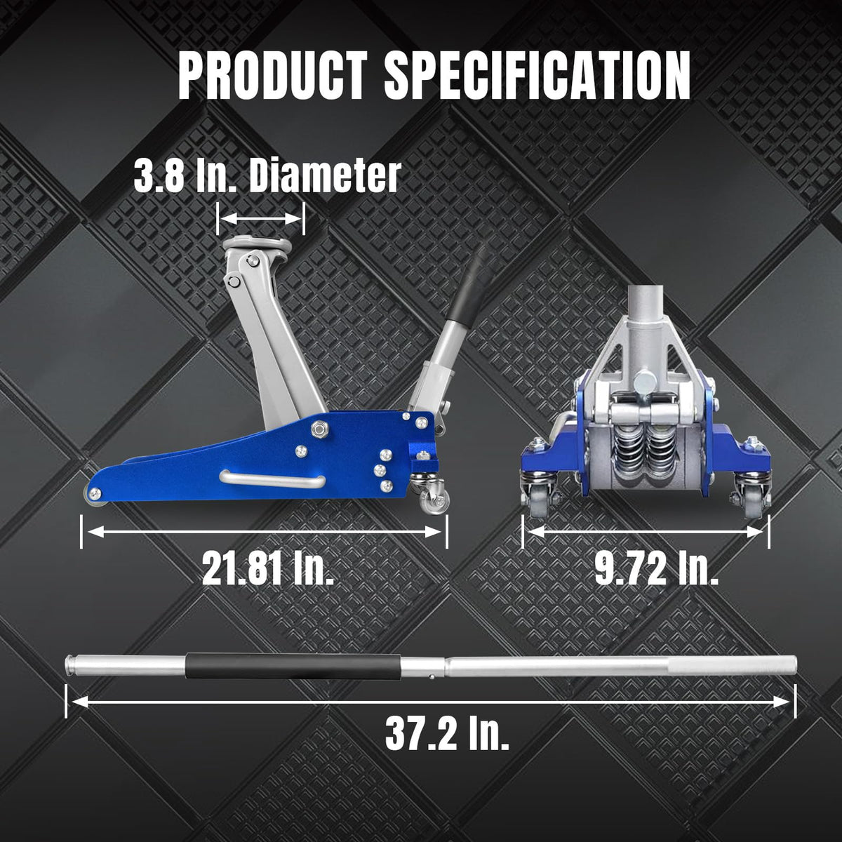 Blue 1.5 Ton Low Profile Aluminum Steel Racing Floor Jack S148058